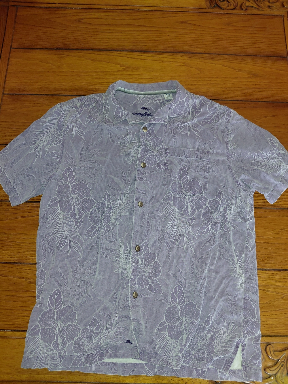 Tommy Bahama Lavender Floral Short-Sleeve Button Down Shirt